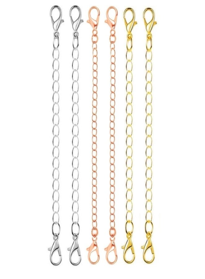 ST logo Hanging Tree Women Girl Boy & Men Jewellery Making 6 Pcs 3 Colour Golden Silver Rose Gold Extender for Chain Set Bracelet Pendant & Necklace (6 Inch 3 Colour) - Image 1